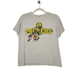 Vintage Green Bay Packers Taz Looney Tunes Youth 16/18 Distressed Worn